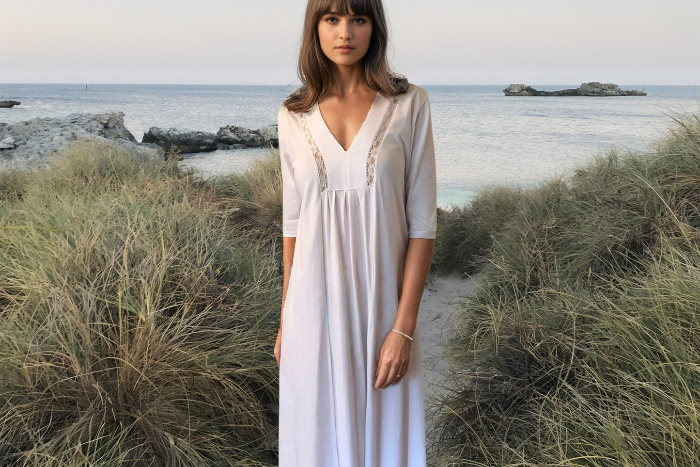 Organic cotton soft white nightie made in Australia. Ethical fashion. Organic clothing.
