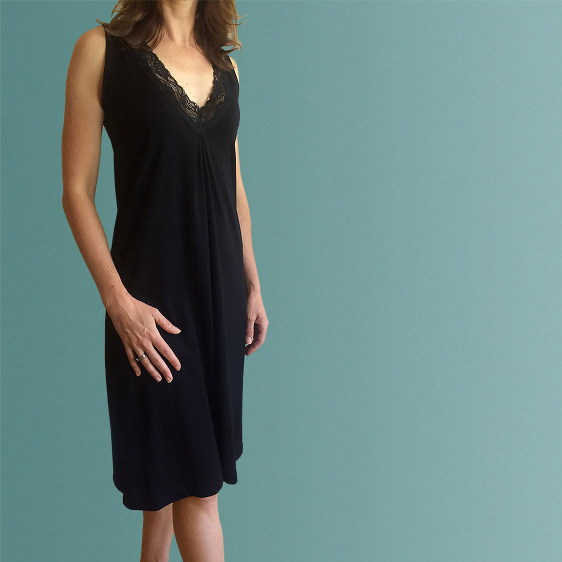 Plus size women's sleepwear. Sleeveless nightie made from organic cotton and lace. Luxury cotton nighties Australia.