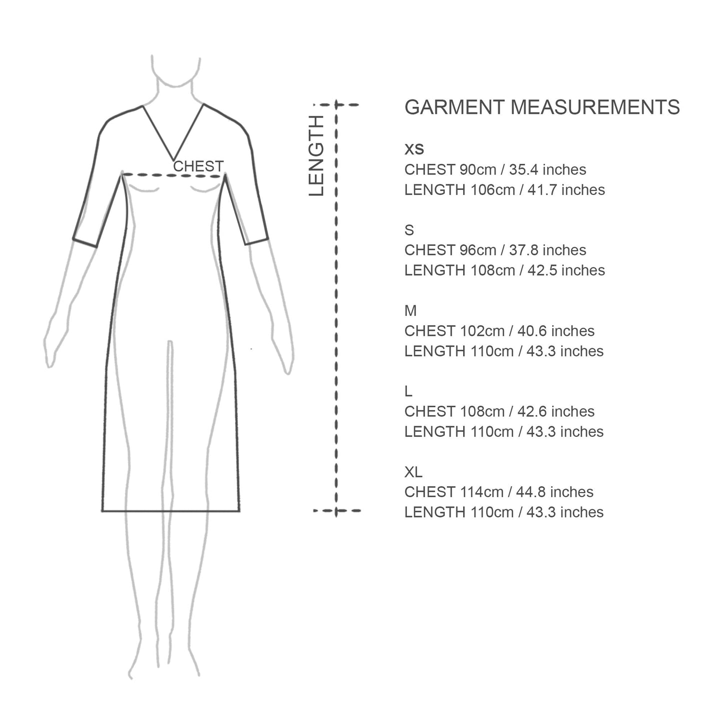 Sizing Chart. White nighties. Nighties buy online. Organic sleewear. Australian sleepwear brands.