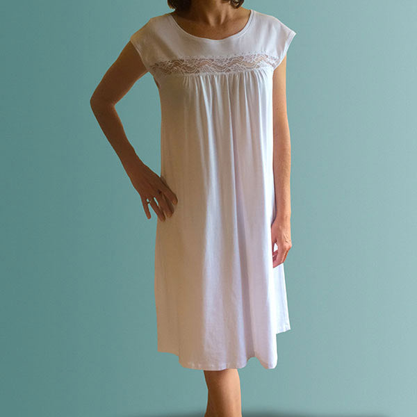 Womens nighties Australia. Organic cotton and lace nightgown made in Australia.