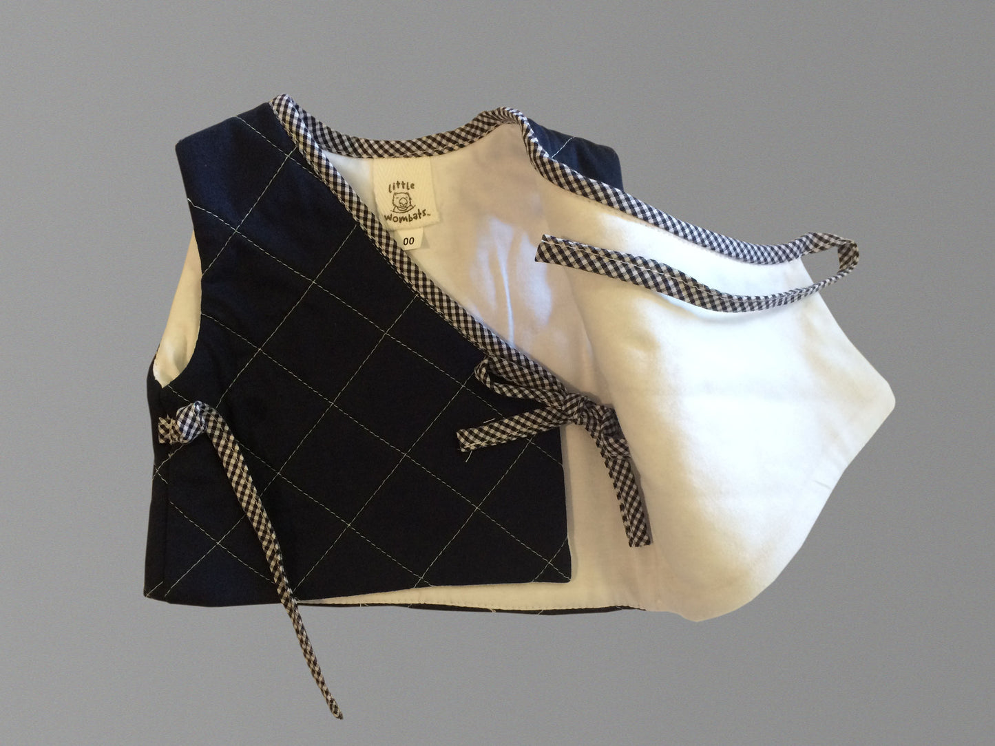 Little Wombats Organic Cotton Quilted Vest with Gingham Trim