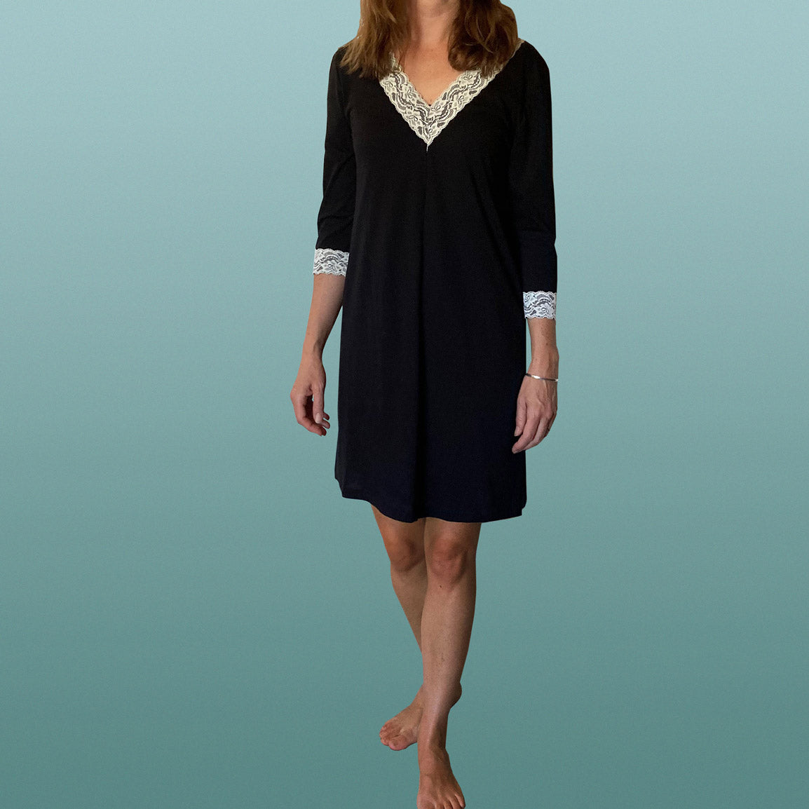 Sleepwear for women. Womens nighties Australia. Organic cotton and lace nightgown made in Australia. Australian sleepwear brands.