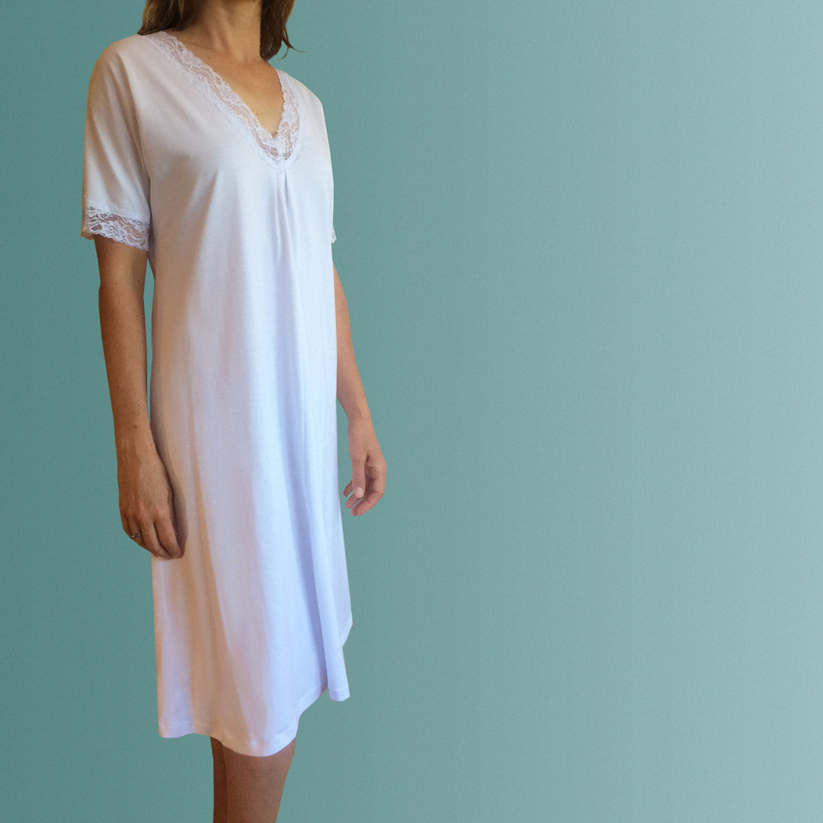 Nighties for plus size. Organic cotton and lace nightgown made in Australia.