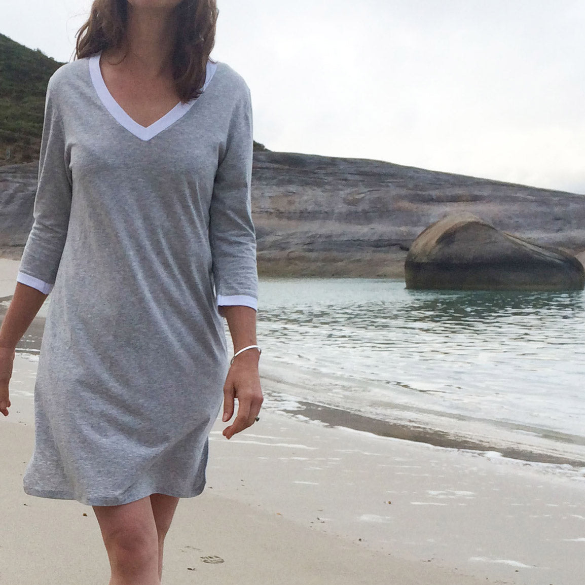 Womens organic nighties Australia. Organic cotton and lace nightgown made in Australia.