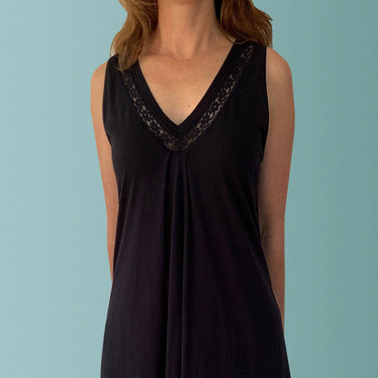 Plus size nighties. Organic cotton and lace nightgown made in Australia. Sleeveless nighties Australia