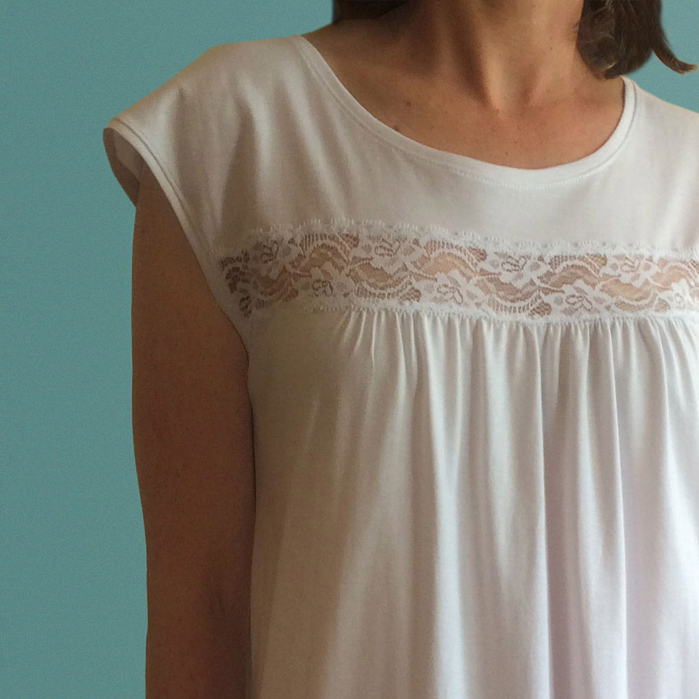 Womens nighties Australia. Organic cotton and lace nightgown made in Australia.