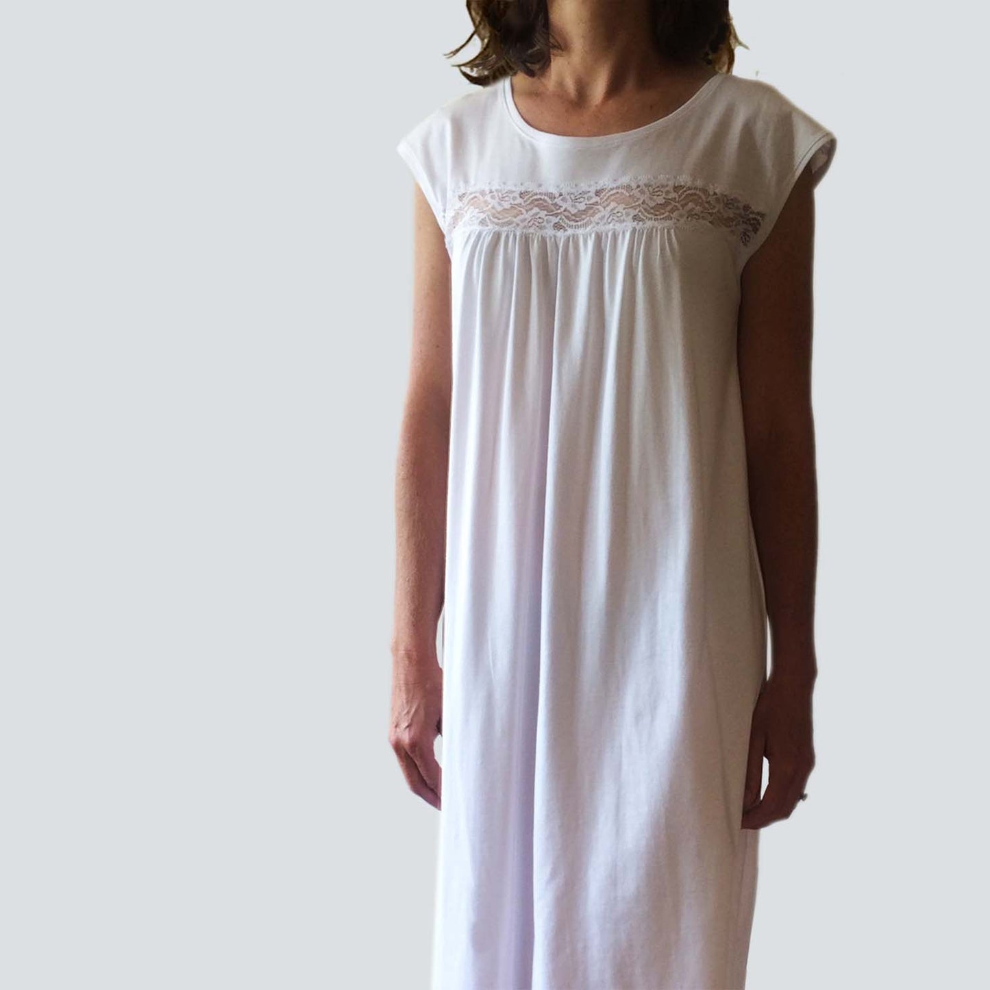 Womens nighties Australia. Organic cotton and lace nightgown made in Australia.