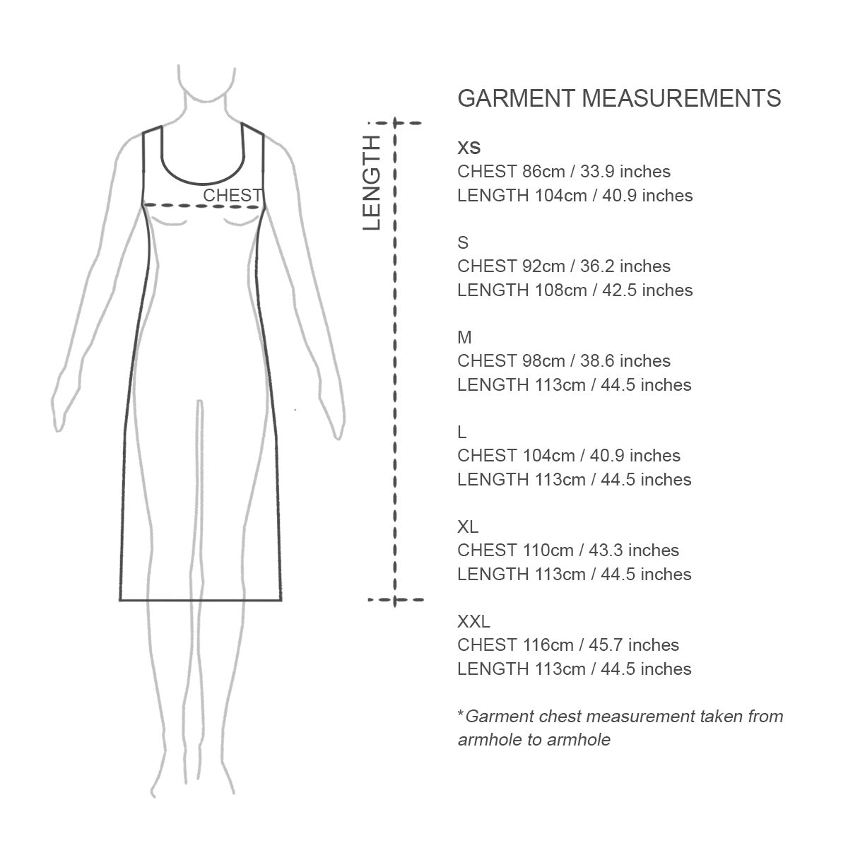 Sizing chart nighties. Womens nighties Australia. Cotton and lace nightgown made from certified organic cotton.