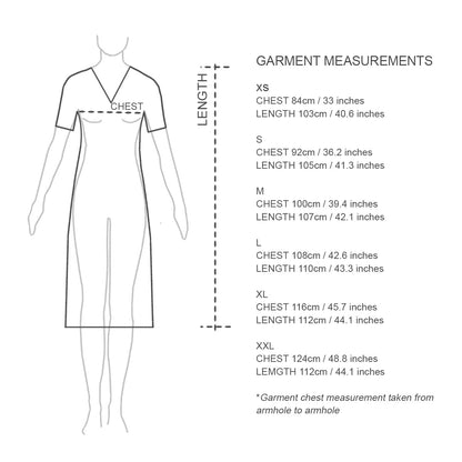 Sizing chart. Plus size nighties Australia. Organic cotton and lace nightgown made in Australia.