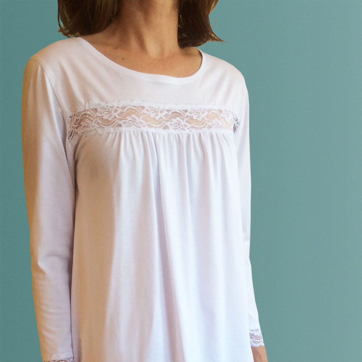Womens nighties Australia. Organic cotton and lace nightgown made in Australia.