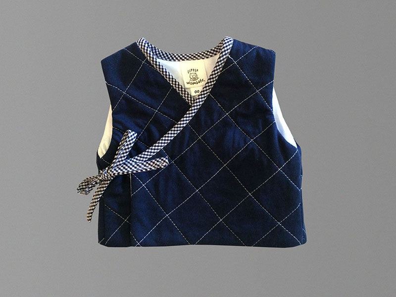 Little Wombats Organic Cotton Quilted Vest with Gingham Trim