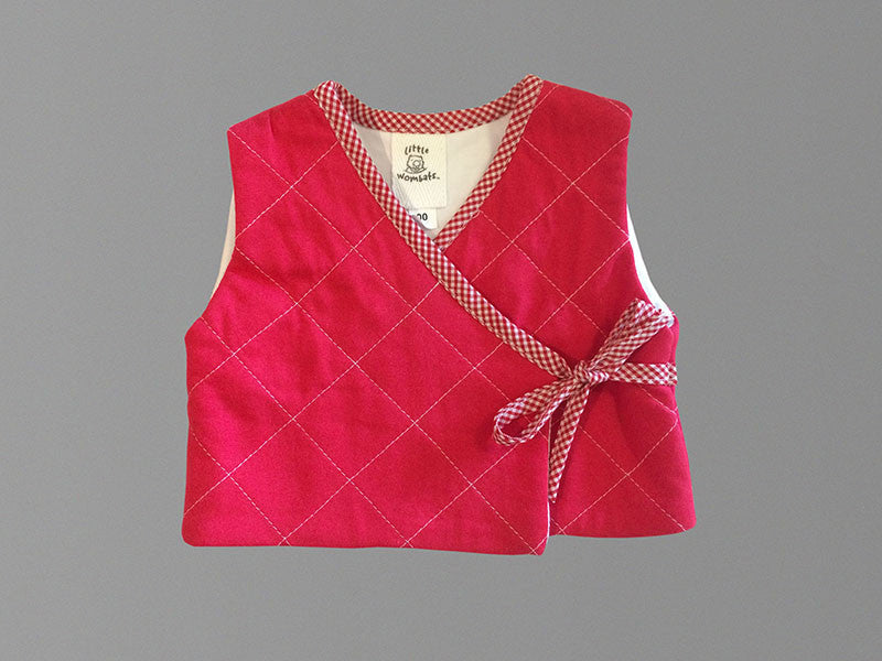 Little Wombats Organic Cotton Quilted Vest with Gingham Trim
