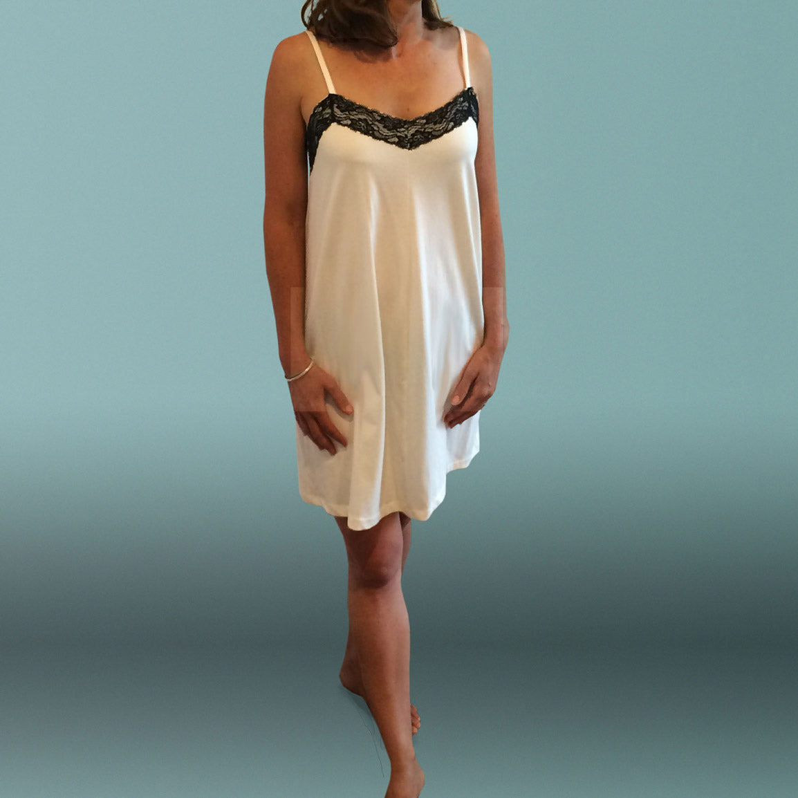 Womens nighties Australia. Organic cotton and lace nightgown made in Australia.