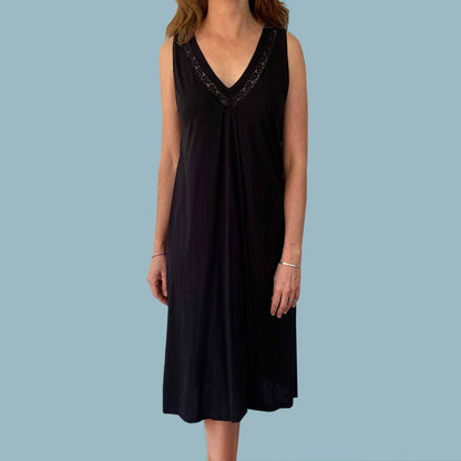 Plus size nighties. Organic cotton and lace nightgown made in Australia. Sleeveless nighties Australia