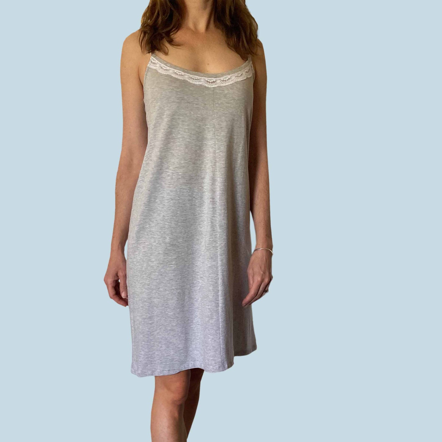 Organic cotton summer nightie. Lace and organic cotton sleepwear. Australian sleepwear brand.