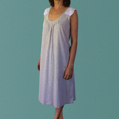 Plus size nighties Australia. Cotton and lace nightgown made from certified organic cotton.