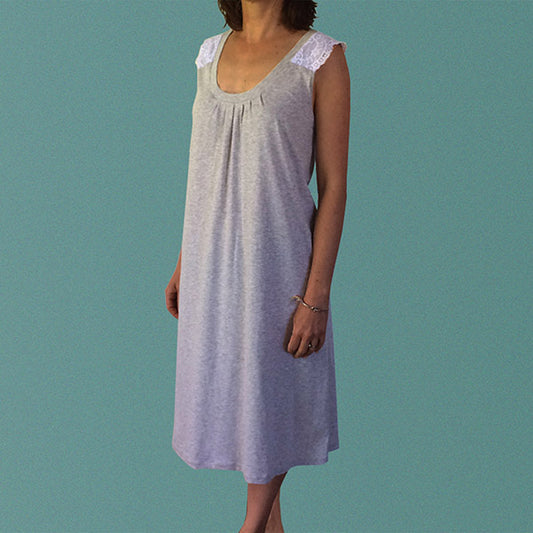 Plus size nighties Australia. Cotton and lace nightgown made from certified organic cotton.