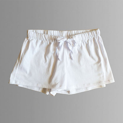 White organic cotton shorts. Women's organic sleepwear. Sleepwear shorts. Australian sleepwear brands. Online sleepwear Australia.