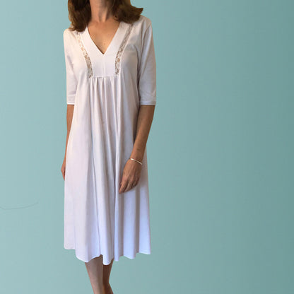 Sleepwear for women. Organic cotton sleepwear Australia. White nighties. Organic cotton and lace nightgown made in Australia.